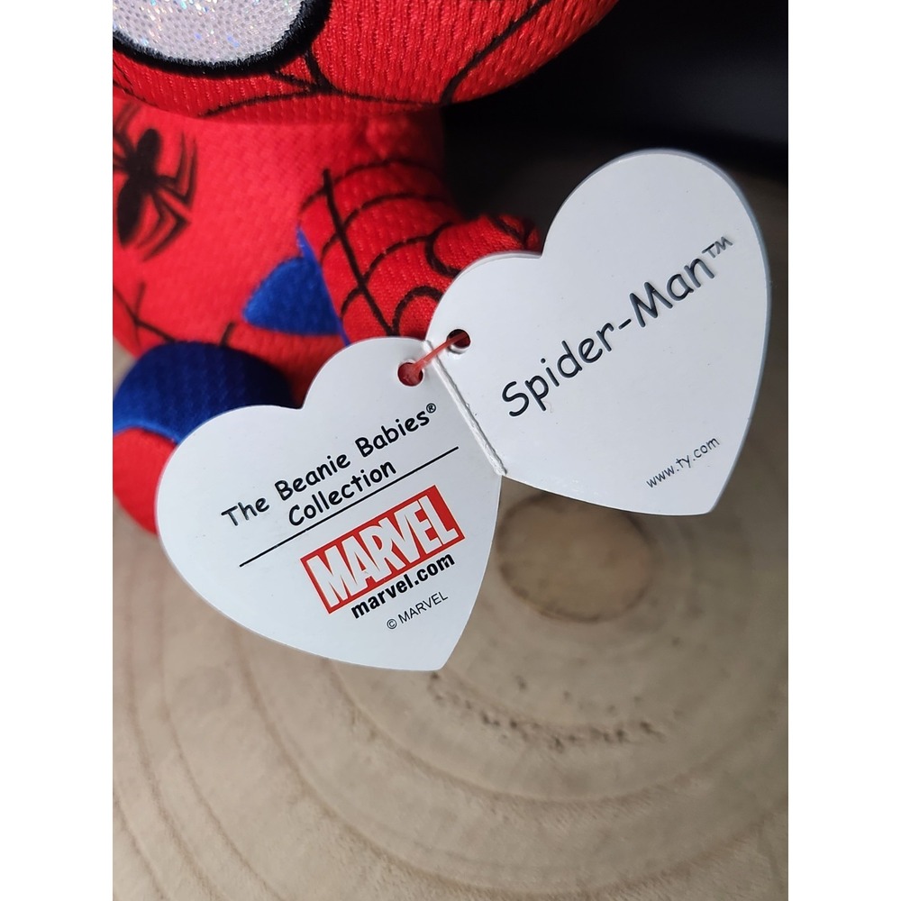 Spider-Man Beanie Babies TY 6" Marvel Plush Toy with Tags BRAND NEW Mint‎ Cond - Picture 14 of 15
